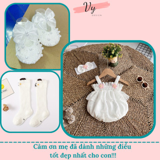 MV061 Set Body Bé Gái Kèm Phụ Kiện. Bodysuit Cho Bé Gái Sơ Sinh Thiết Kế Cao Cấp, Body Bé Gái Mùa Hè, Đầm Đầy Tháng