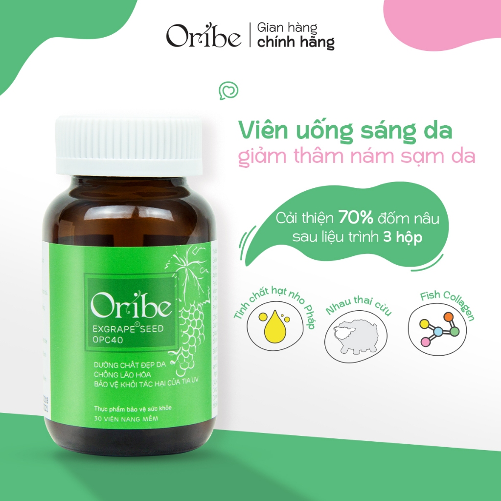 Viên uống trắng da nhau thai cừu Oribe làm mờ thâm nám chống lão hóa và làm đẹp da hộp 30 viên