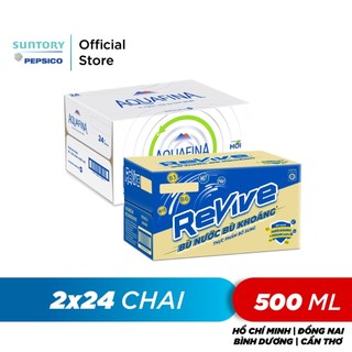Combo 1 thùng 24 chai revive và 1 thùng 24 aquafina