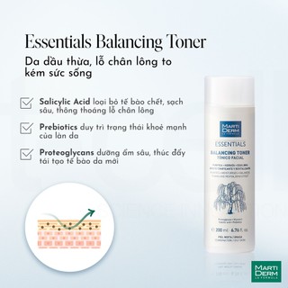Toner 1% BHA martiderm essentials balancing toner làm sạch da
