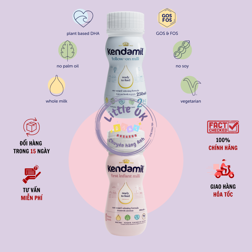 [Nội địa UK] Sữa pha sẵn Kendamil Classic 1-2 (pack 6 chai)