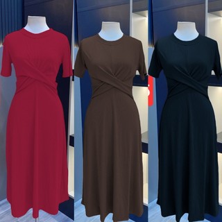 (40KG-77KG) Mã V đầm xoắn eo thiết kế áo đan chéo phía trước, tay áo suông nhẹ giúp thon gọn cánh tay