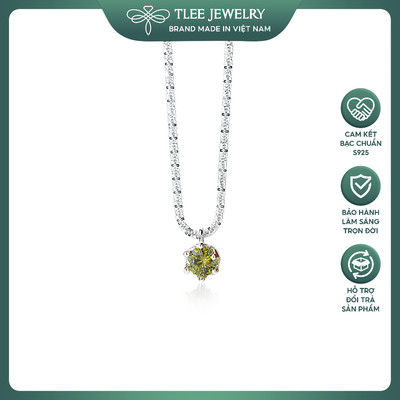 Dây chuyền bạc nữ Tlee mẫu dây xù mix nụ đá xanh peridot TLEE JEWELRY D0188