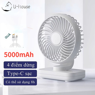 Quạt Tích Điện Để Bàn Super Fan Mini Hai Phiên Bản Tích Điện - Cắm Điện Trực Tiếp, Công Suất Lớn, 4 Cấp Độ Gió Siêu Mát
