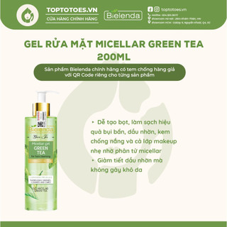 Gel rửa mặt Bielenda Green Tea 200ml làm sạch sâu, kiềm dầu, giảm mụn