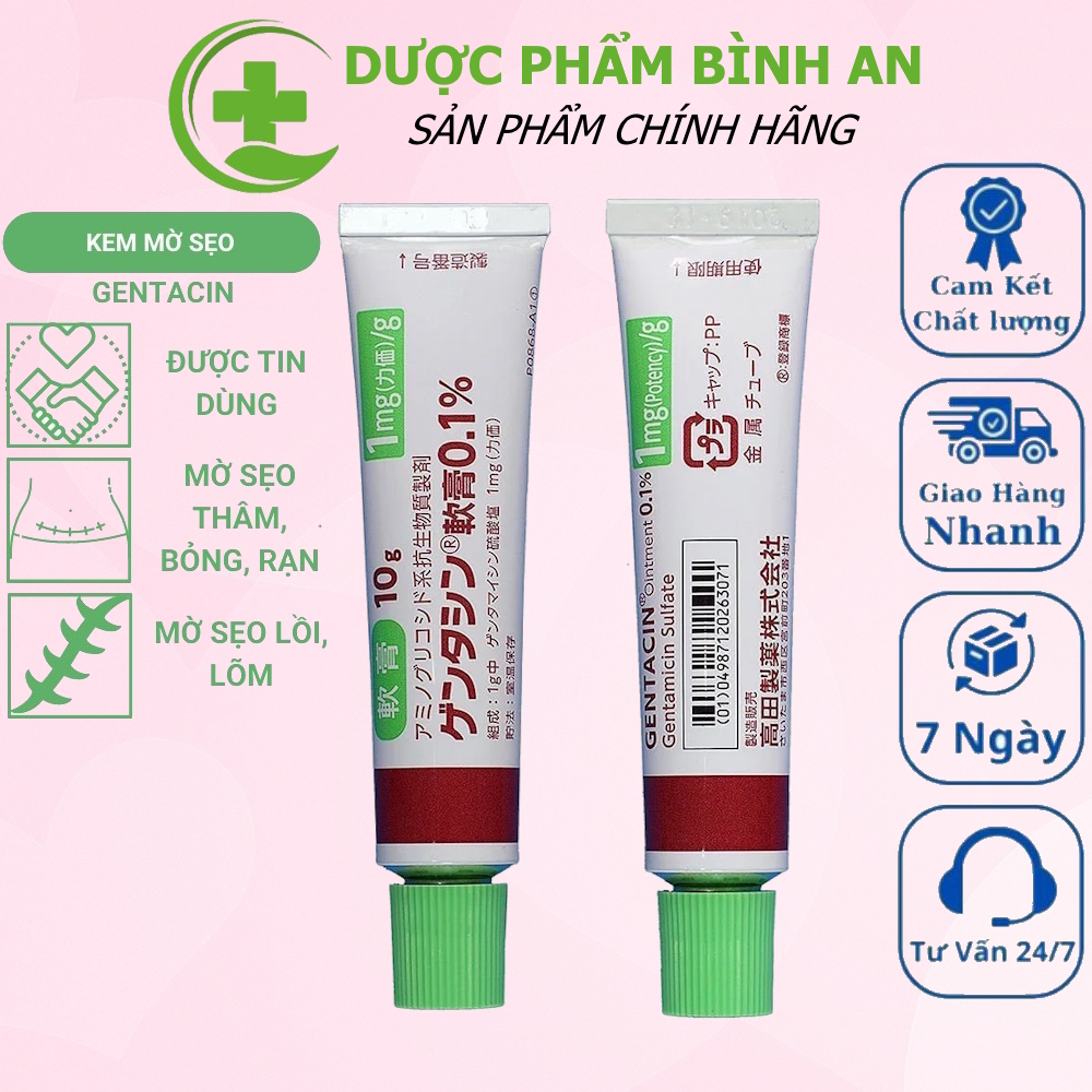 Kem Mờ Sẹo Gentacin Nhật Bản, Kem Giúp Làm Mờ Vết Sẹo Lồi, Sẹo Lõm - 1 Tuýp 10gr