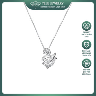 Dây chuyền bạc nữ TLEE, vòng cổ thiên nga gắn đá oval sang trọng TLEE JEWELRY D0370
