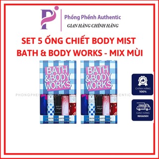 Set 5 chai chiết - set bodymist bath &bodyworks 5c x 10ml có box