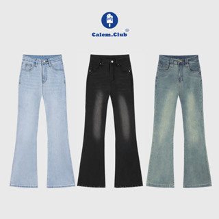 Calem Club - Quần jeans ống loe GRIND WASH Cạp cao cá tính tôn dáng
