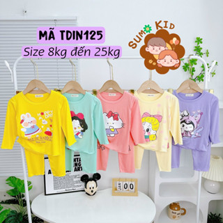Bộ Quần Áo Bé Gái Dài Tay Quần Dài Thun Lạnh Se Lai size 8kg đến 25kg mã TDin125