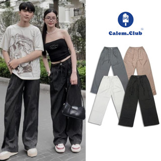 Calem club - Quần suông kẻ sọc chất Tuysi mềm thoáng mát có dây rút cúc khóa quần không rỉ Form xuông