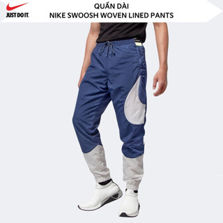 Quần dài nam nữ NK Swoosh Woven Lined Pants ; Quần dài chất dù - Xám dương x Trắng
