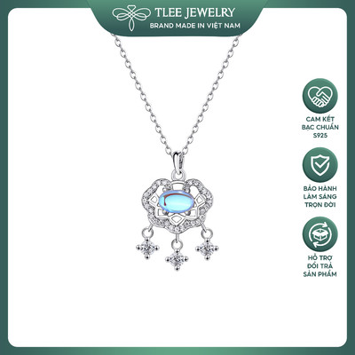 Dây chuyền bạc nữ TLEE Mặt khóa trường mệnh gắn đá màu đổi sắc TLEE JEWELRY D0329