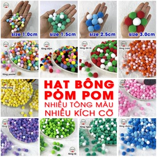 Cục bông trang trí noel 100 hạt pompom nhiều màu LOẠI TỐT pompom đồ chơi giáo dục mầm non handmade