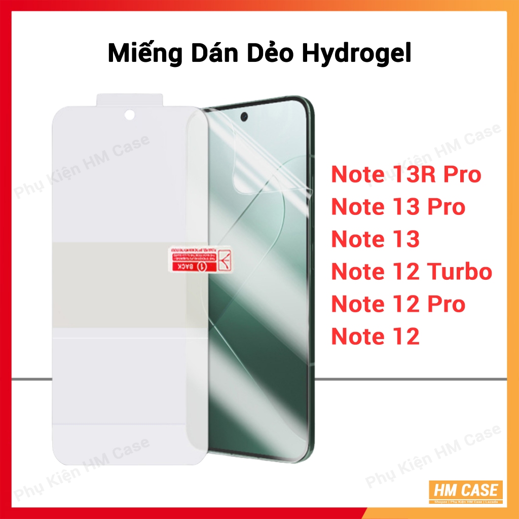 Miếng Dán Dẻo Hydrogel Redmi Note 15 14 13 Note 13 Pro Note 12 / 12 Pro / Turbo 3 / 4 / 5 Pro Note 13R,PPF