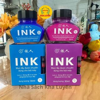Mực viết tẩy, xóa được ink 30ml - 007, mực bơm bút máy tẩy xóa, tặng kèm piston bơm mực