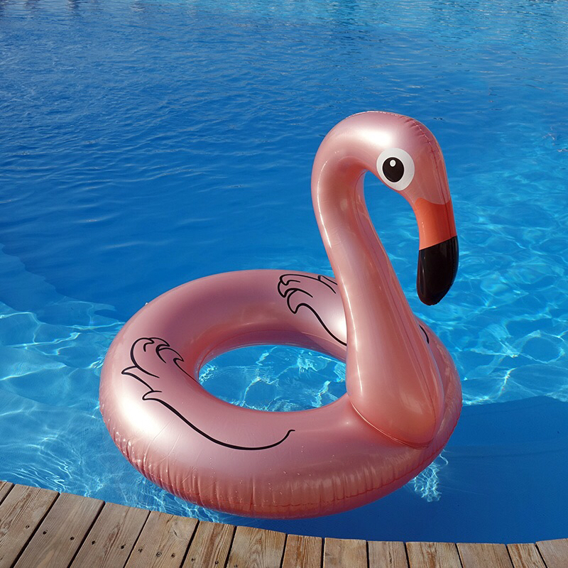 Phao bơi hồng hạc 120cm màu hồng gold Flamingo Swimming ring