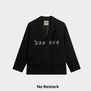 Áo khoác blazer có độn vai thêu REGODS form rộng unisex nam nữ vải Flannel 2 lớp - Blazer Emoji