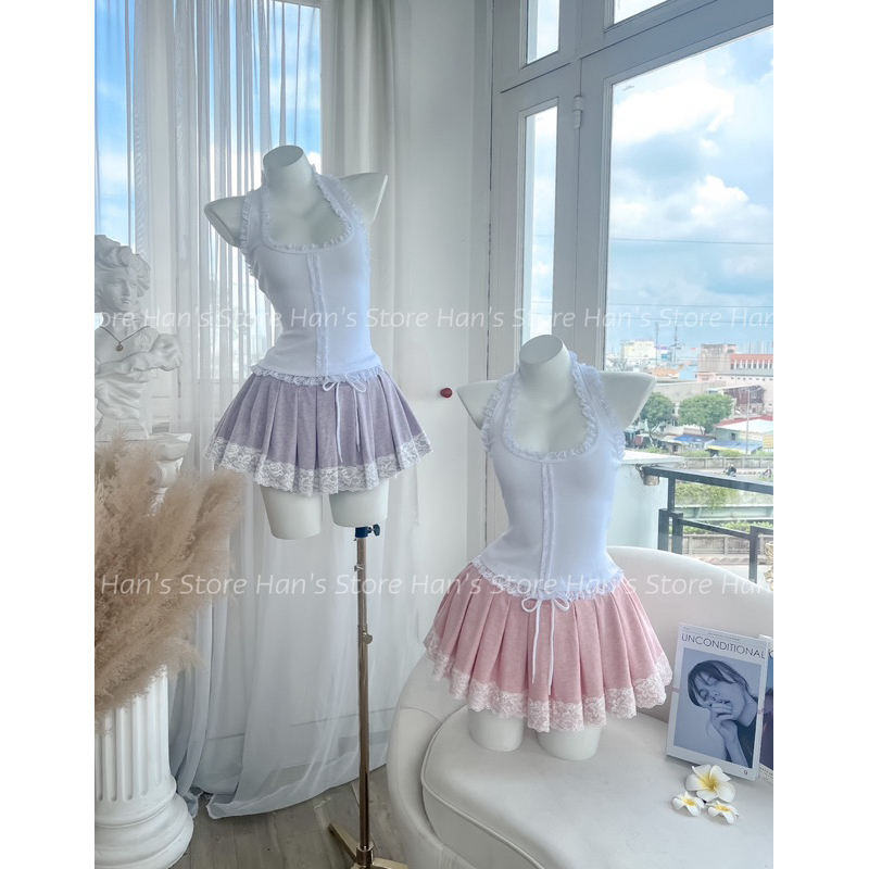 SET THUN CHÂN VÁY XOÈ PHỐI REN MÙA HÈ 2024 C NGỌC TRINH(ẢNH THẬT)