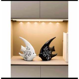 Tượng đôi cá họa tiết decor tủ