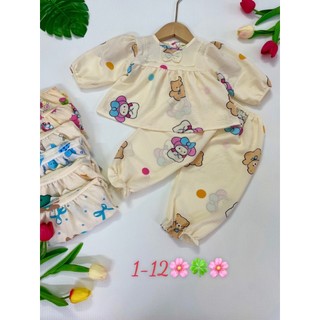 (3 bộ 3 màu 3 họa tiết khác nhau) Combo 3 Bộ Tay Dài Xốp Gạo Bé (7-17kg)