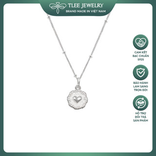 Dây chuyền bạc nữ TLEE, vòng cổ dải bi treo charm tim hoa kết xinh xắn TLEE JEWELRY D0351