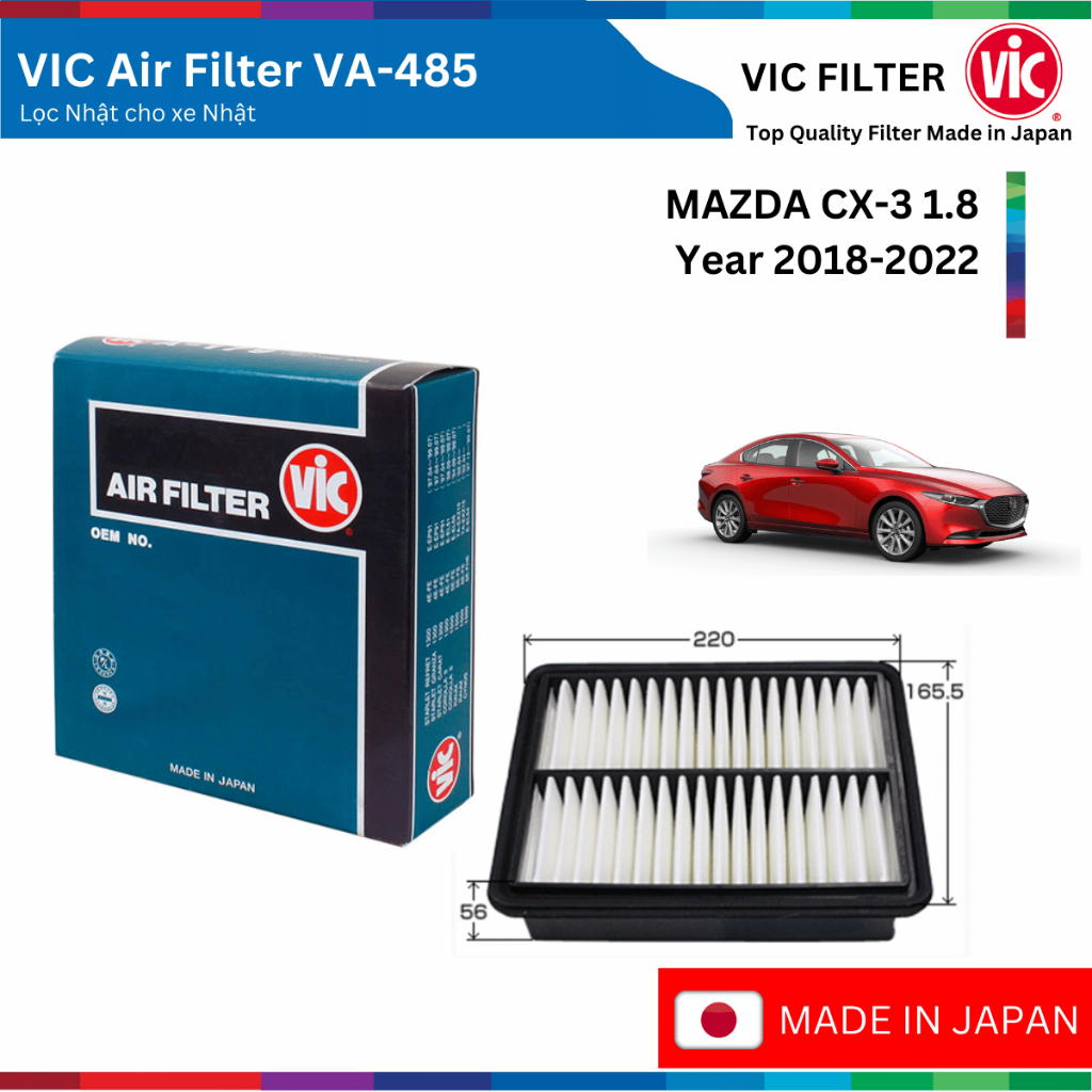Lọc gió động cơ VIC Air Filter, MAZDA CX-3 CX3 đời xe 2018 đến 2022