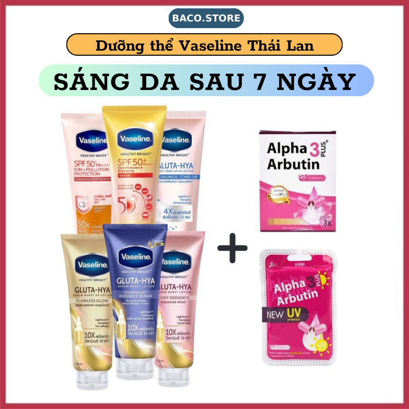 Sữa Dưỡng Thể Vaseline 10X Dưỡng Trắng Da Toàn Thân Vaseline 10X Healthy Bright Gluta HYA Thái Lan 2