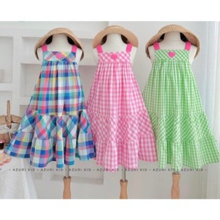 Váy cho bé gái mùa hè sz 10-35kg, đầm 2 dây cho bé gái thêu tim, váy cho bé gái