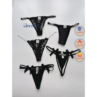 Quần lót nữ thiết kế đính đá iBra's sexy cao cấp, Đồ lót lọt khe gợi cảm Quần lót lọt khe dây hông Cosplay phối chữ i153