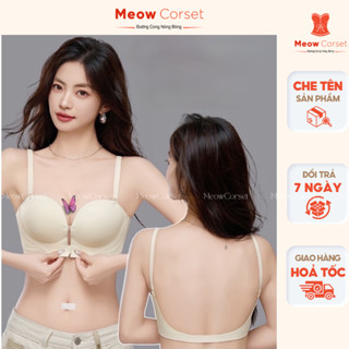 Áo lót nữ đệm vừa 2,5cm cài trước hở lưng tạo khe không gọng cao cấp 722 [MEOW Corset]