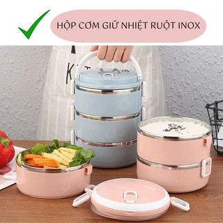 Hộp đựng cơm cặp lồng cơm giữ nhiệt lúa mạch ruột inox chất lượng cao