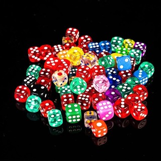 Combo xúc xắc xí ngầu trong suốt nhiều màu sắc size 14mm
