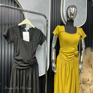ĐẦM DÁNG XOÈ ĐÍNH HOA CHẤT ZIP