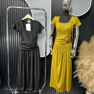 ĐẦM DÁNG XOÈ ĐÍNH HOA CHẤT ZIP