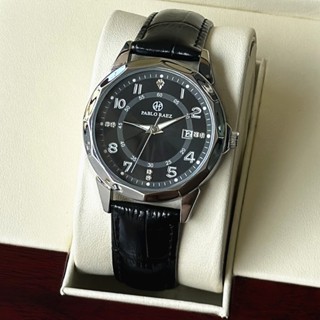 Đồng hồ nam dây da cao cấp PABLO RAEZ viền vát kim cương sang trọng mặt số phản quang cao cấp G6066 CARIENT