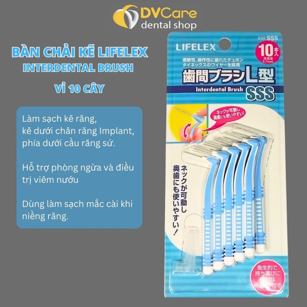 Bàn chải kẽ răng LIFELEX gập góc chữ L Nhật Bản [dvcareshop]