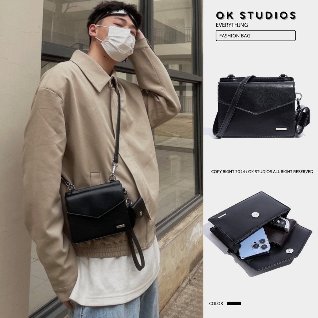 Túi đeo chéo nam da pu cao cấp chống nước kèm case airpod có thể làm ví cầm tay tiện lợi đa năng thời trang OK018