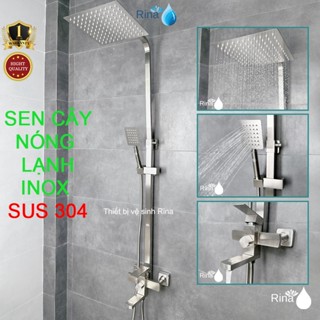   INOX 304 XỊN  Bộ vòi nước hoa sen cây tắm đứng nóng lạnh vuông siêu bền Rina RN2822 cao cấp loại 1 