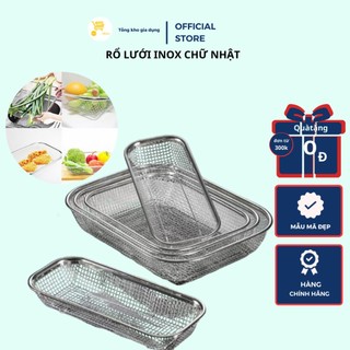 Rổ lưới inox, rổ inox chữ nhật, rổ lưới đựng thức ăn chiên rán/đa năng mta-mart không rỉ, dày dặn
