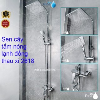   ĐỒNG THAU CAO CẤP  Bộ vòi nước hoa sen cây tắm đứng nóng lạnh nước mạnh Rina RN2818 bền bỉ loại 1 