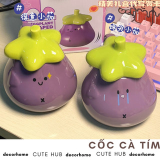 Cốc sứ Cà Tím dễ thương dung tích 550ml