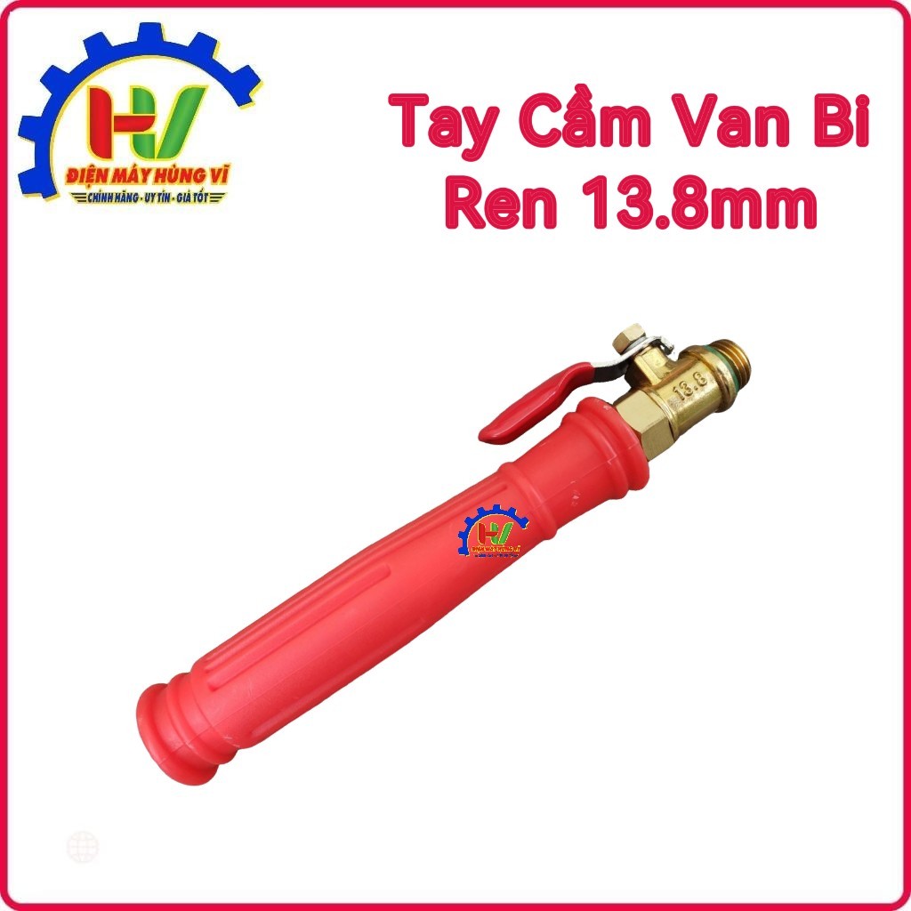 Tay cầm đỏ khóa van bi đầu vào 13.8 và 16.8mm. Đầu ra 13.8mm chuyên dùng cho bình phun thuốc.