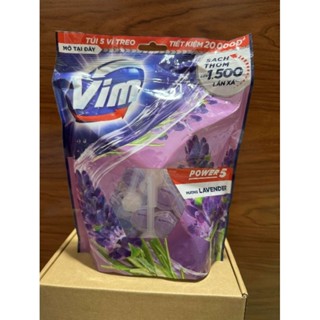 Túi 5 Vỉ Viên treo bồn cầu Vim Power 5 Hương Lavender 55G x 5