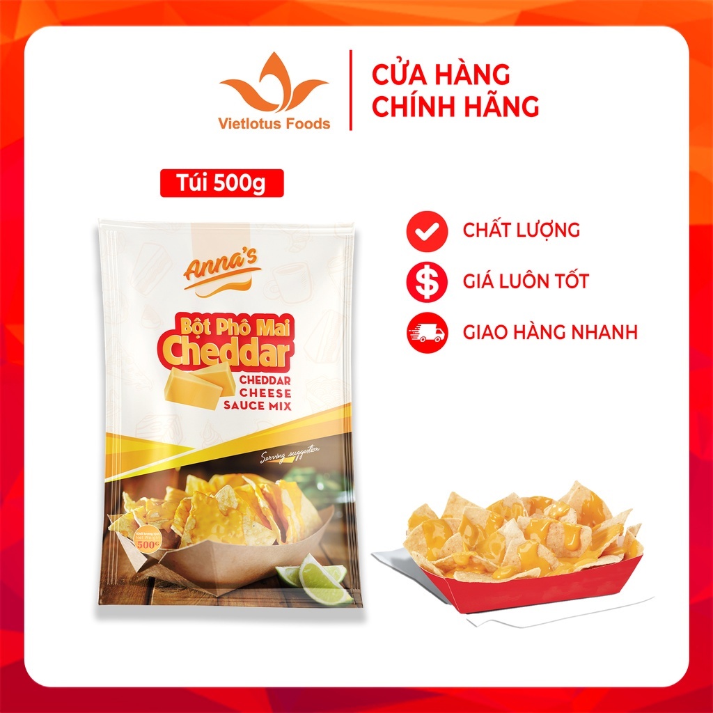 *Giá Kho* Bột phô mai trắng Cheddar Anna's gói  500g
