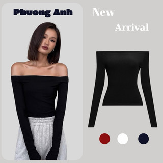 Áo trễ vai dài tay chất thun quảng châu phong cách hàn quốc