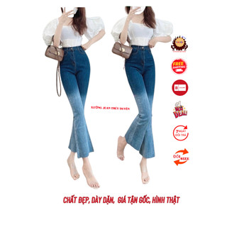 quần jean nữ xanh nhạt ống loe y hình Nhiều mẫu cực xinh quần bò ống bas , quần ống loe quần ống xòe