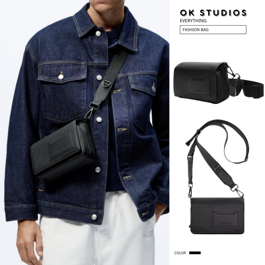 Túi đeo chéo nam ZAR Embossed Messenger Bag thời trang 2 ngăn to sang trọng thời trang đẹp hàn quốc màu đen ZAR01