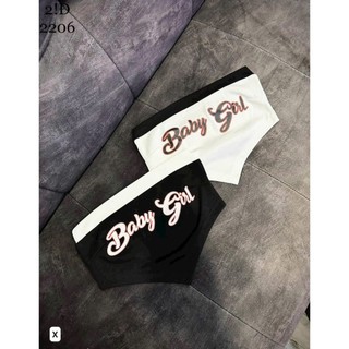 Áo ống croptop viền ngực màu nhọn tà in chữ babi girl cực sexy