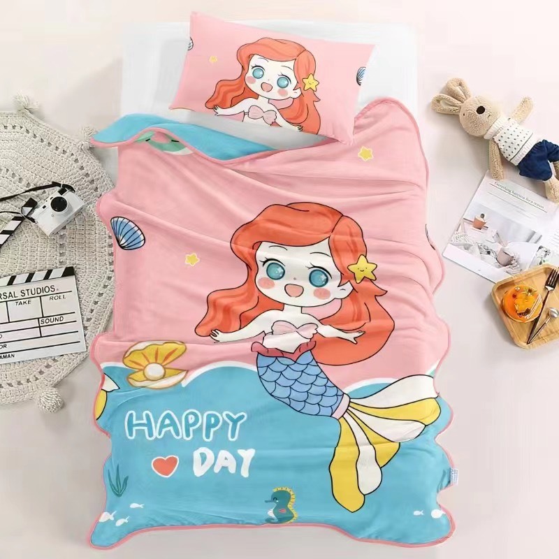 Chăn cho bé đi học tuyết nhung sữa siêu mềm mịn loại 1 chăn dành cho bé trai bé gái đắp 4 mùa, kích thước 1mx1m4